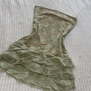 Edikted Lace Mini Dress in Olive and Cream